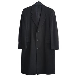 DiSilver Cashmere Blend Italian Overcoat Winter Trench Coat Black Men’s 42R